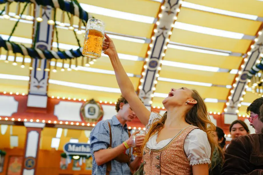 Pandora enjoying a beer at oktoberfest